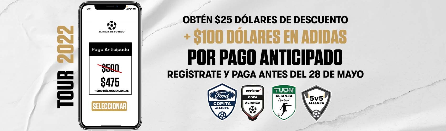 Register now in Alianza de Futbol and get some benefits